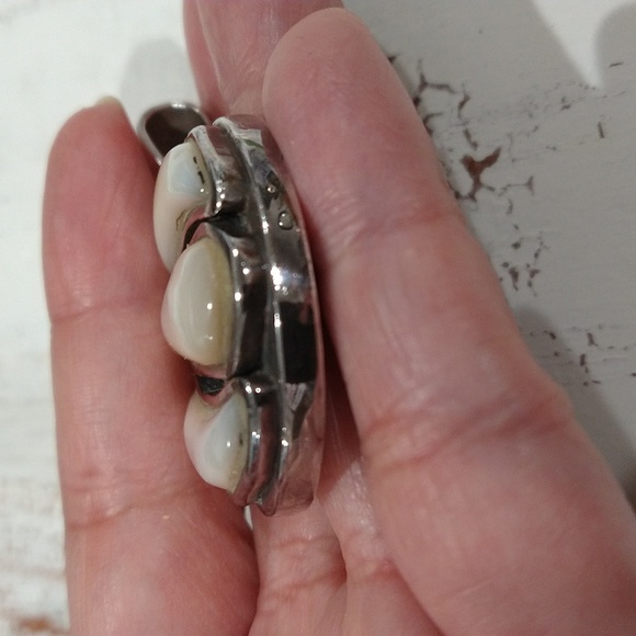 Round MOP Sterling Silver Pendant - Picture 8 of 10